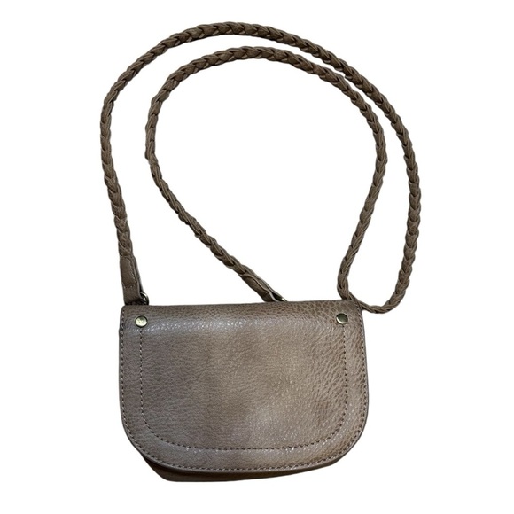 Anthropologie Handbags - Anthropologie Mini Tan Crossbody Purse Braided Strap Small Shoulder Bag